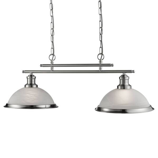  Searchlight Searchlight Bistro Glass Hanging Light, 2-bulb, Silver 