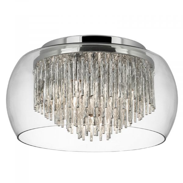  Searchlight Searchlight Curva Glass Ceiling Light With Aluminium Spirals 