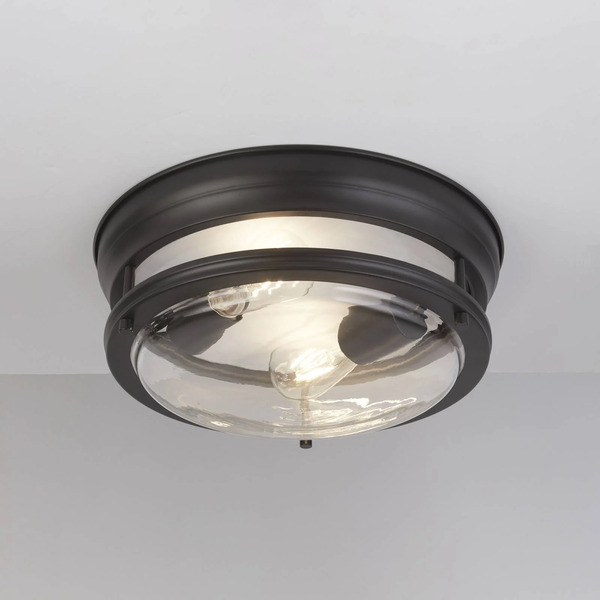  Searchlight Searchlight Glasgow Ceiling Light With Glass Shade, Ip44 Black 