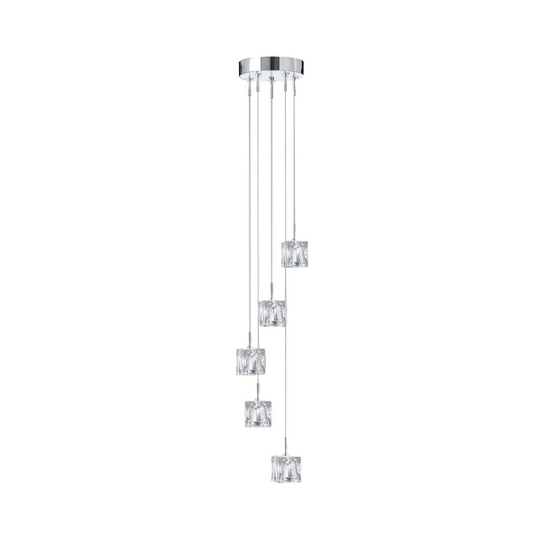  Searchlight Searchlight Ice Cube Led Pendant Light, 5-bulb, Chrome, Crystal Glass 