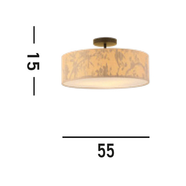  Searchlight Searchlight Isla Ceiling Light, ø 55 Cm, Brown, Beige, Bamboo, Steel 