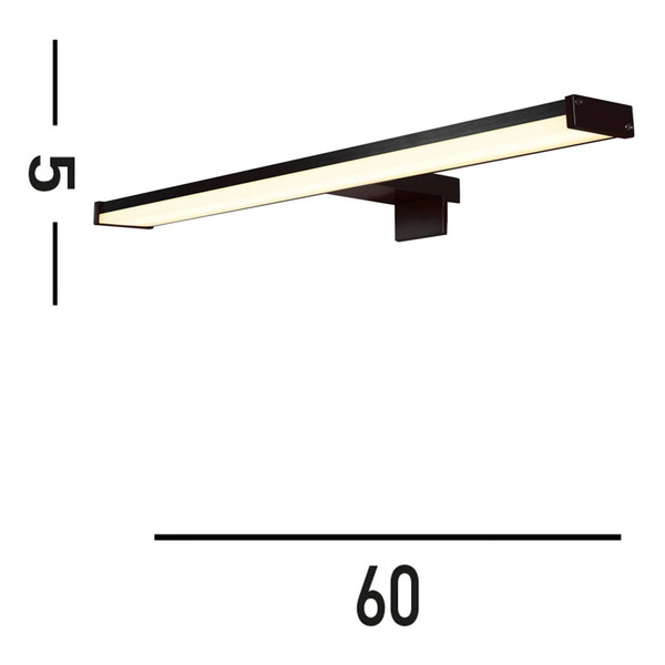  Searchlight Searchlight Kos Led Mirror Light, Width 60 Cm, Black Aluminium Ip44 