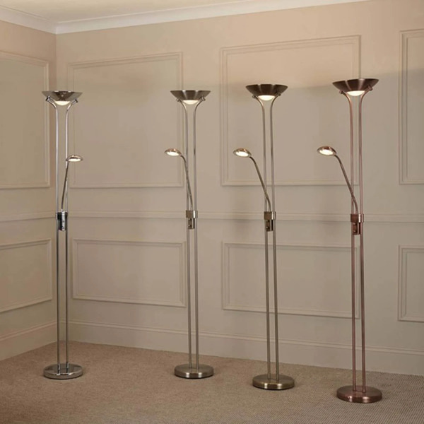  Searchlight Searchlight Led Floor Lamp Mother & Child, Silver, Reading Lamp, Dimmable 