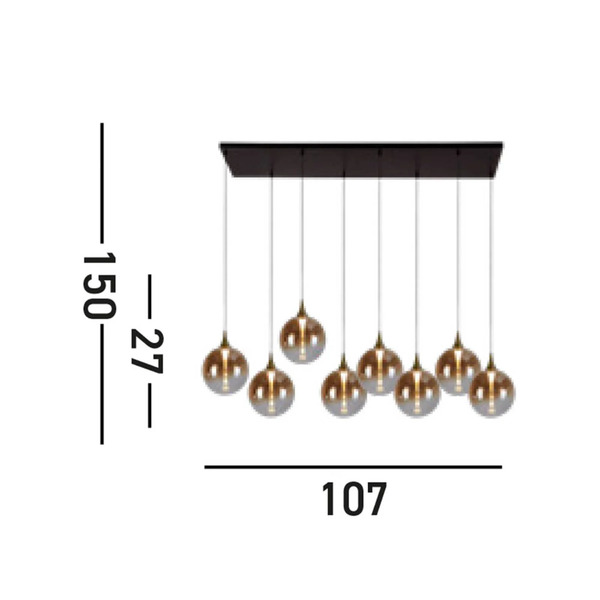  Searchlight Searchlight Led Pendant Light Alchemy, 8-bulb, Black, Amber, Glass 