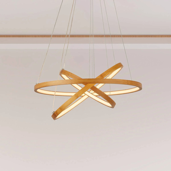  Searchlight Searchlight Led Pendant Light Eternity, Gold-coloured, Bamboo, ø 50 Cm 