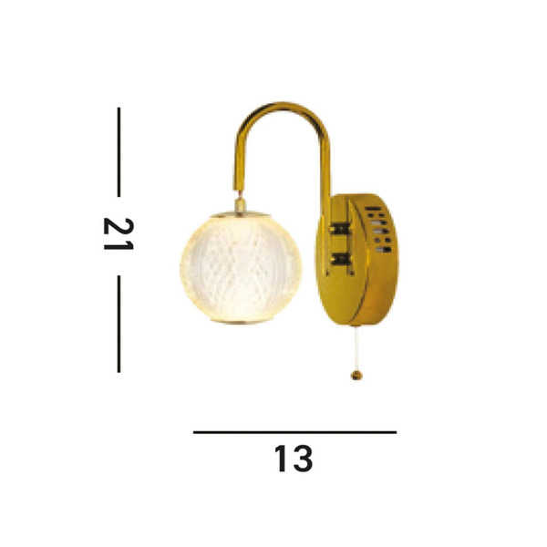  Searchlight Searchlight Led Wall Light Allure Brass-coloured, Steel, Acrylic, Switch 