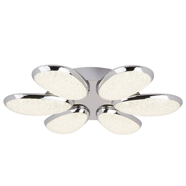  Searchlight Searchlight Lori Led Ceiling Light, 6-bulb, 52 Cm, Chrome/frosted, Glass 