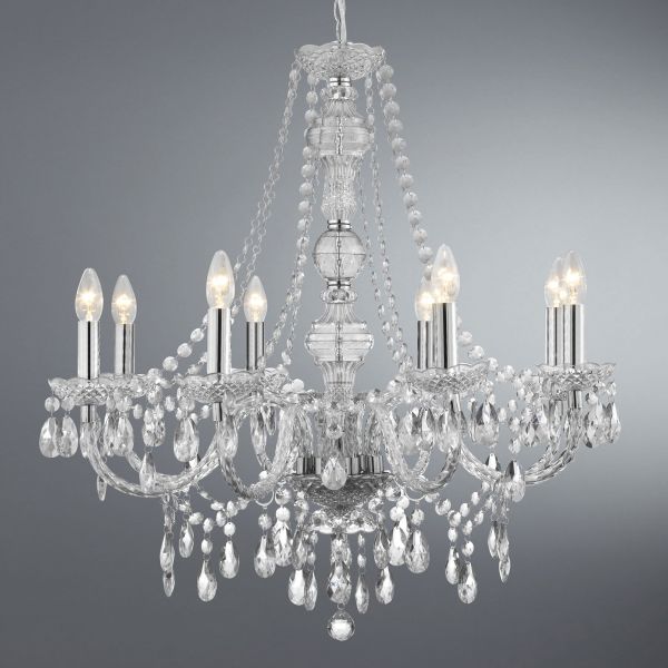  Searchlight Searchlight Marie Therese Chandelier, Chrome, Eight-bulb 
