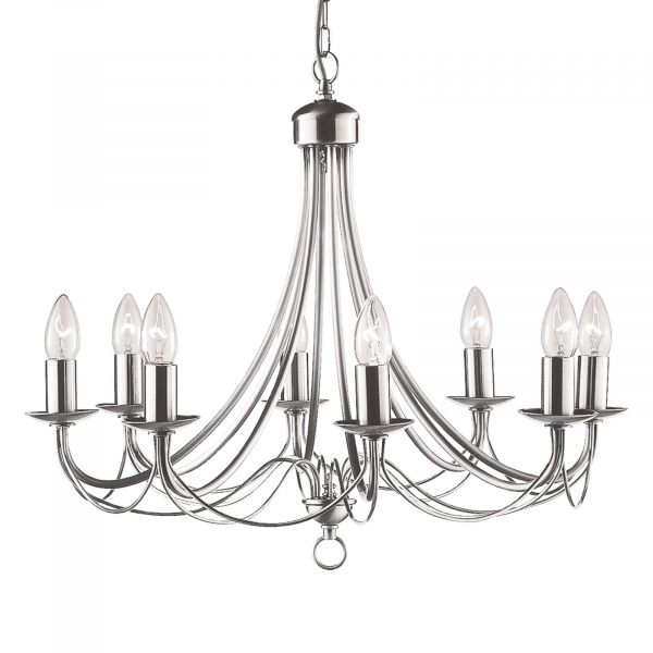  Searchlight Searchlight Maypole Chandelier Satin Silver, 8-bulb 