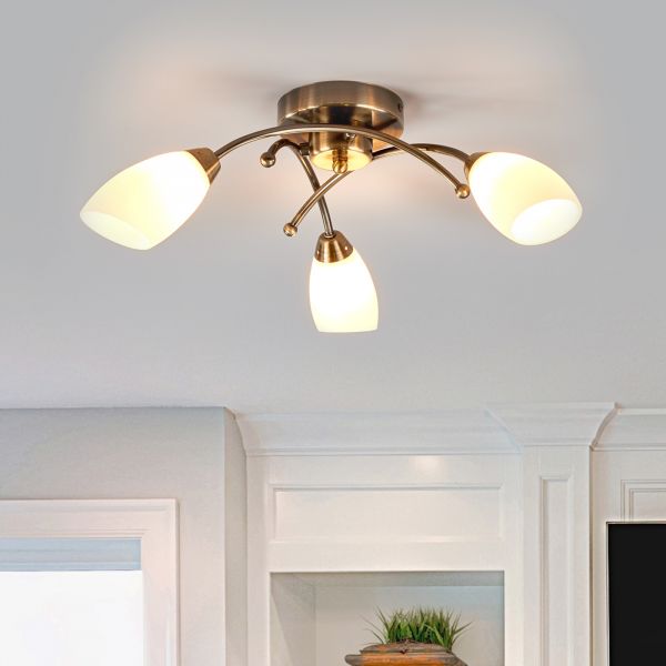  Searchlight Searchlight Opera 3-bulb Ceiling Light, Antique Brass 