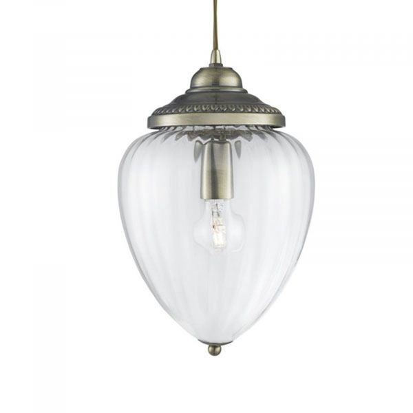  Searchlight Searchlight Pineapple Pendant Light, Antique Brass 
