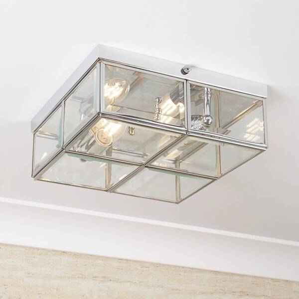  Searchlight Searchlight Pisa Ceiling Light, Glass Lampshade, Chrome 