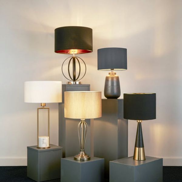  Searchlight Searchlight Pyramid Table Lamp, Black And Copper 