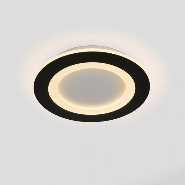  Searchlight Searchlight Ringo Led Ceiling Lamp, ø 25 Cm, Black And White Iron And Acrylic, Cct 
