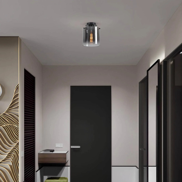  Searchlight Searchlight Sweden Ceiling Light, Black/smoke Grey, 1-bulb, Steel, Glass 