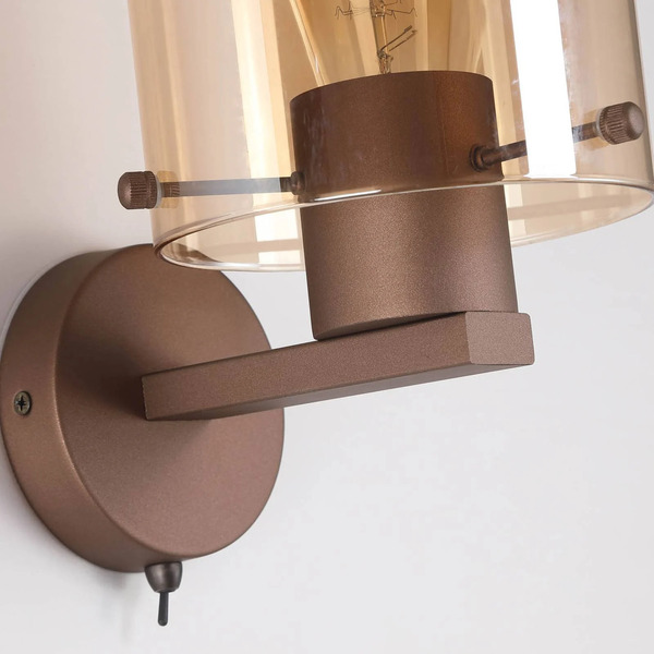  Searchlight Searchlight Sweden Ceiling Light, Mocha/amber, 1-bulb, Steel, Glass 