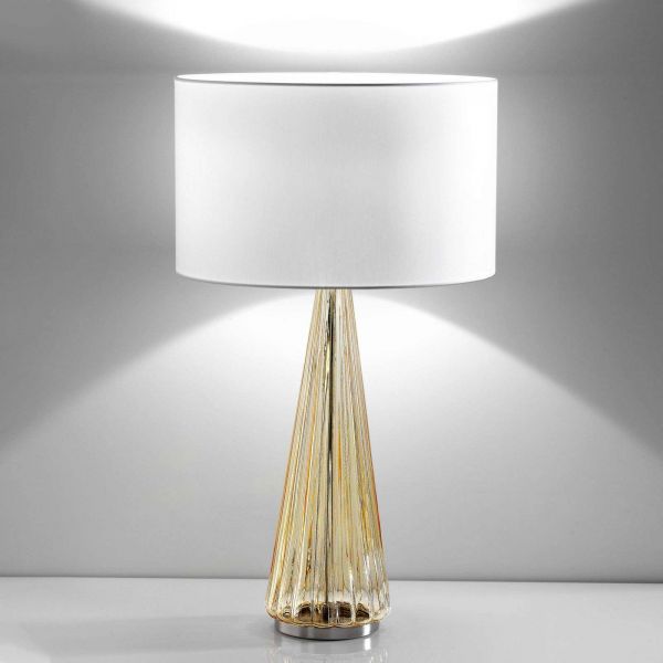  Selène Selène Costa Rica Table Lamp, White Lampshade, Amber Base 