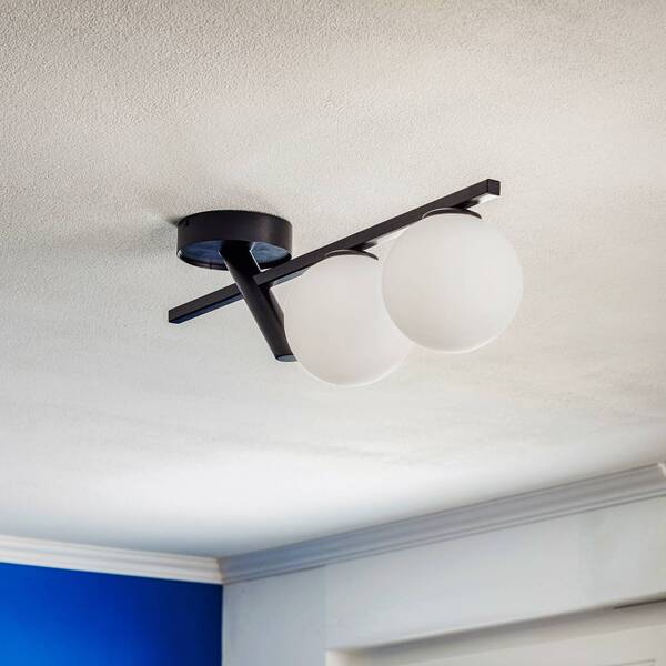  Sigma Sigma Baleo Ceiling Light, Black/opal, 2-bulb 