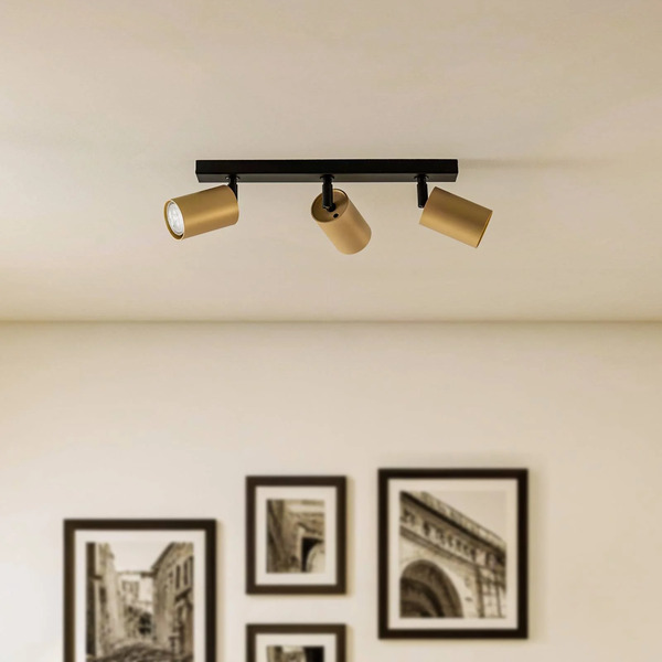 Sigma Sigma Ceiling Spotlight Zoom, 3-bulb, Black/gold 