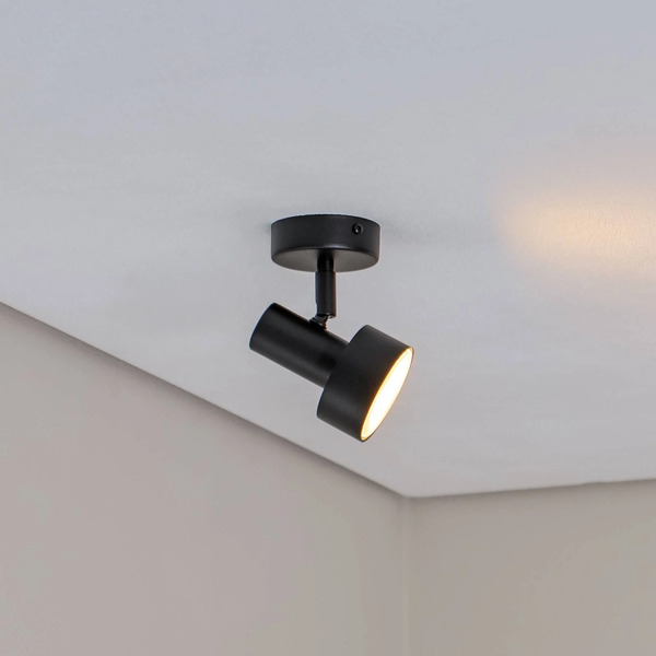  Sigma Sigma Mona Ceiling Spotlight, 1-bulb, Black, Movable, Steel 