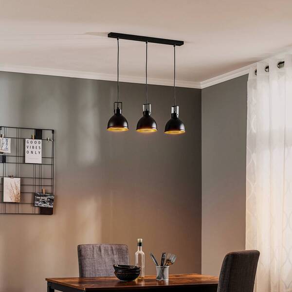  Sigma Sigma Trial Pendant Light, 3-bulb Linear, Black/gold 