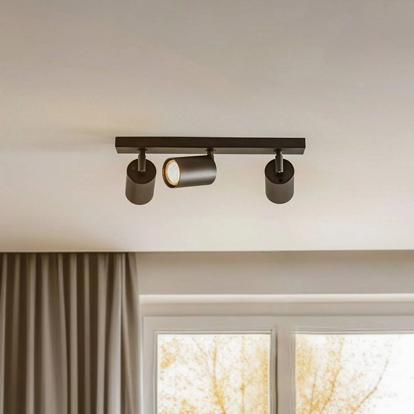  Sigma Sigma Zoom Ceiling Spotlight, 3-bulb, Black 