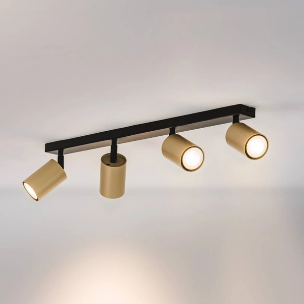  Sigma Sigma Zoom Ceiling Spotlight, 4-bulb, Black/gold 