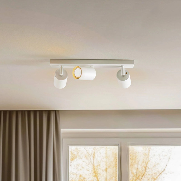  Sigma Sigma Zoom Ceiling Spotlight, 3-bulb, White, Metal, Gu10 