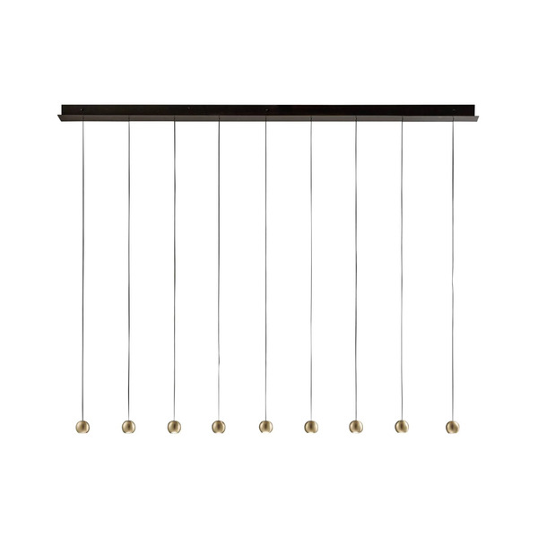  Sil-lux Sil-lux Magnetic Led Pendant Light, Linear, 9-bulb, Gold 
