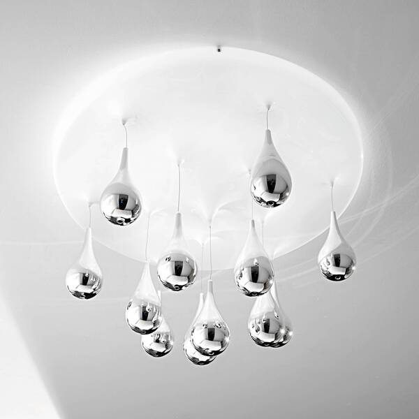 Sil-lux Sil-lux Pioggia Ceiling Lamp, White, Chrome, ø 50 Cm H 33 Cm 
