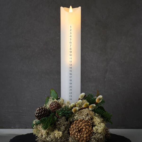  Sirius Sirius Sara Calendar Led Candle, White/silver, Height 29 Cm 