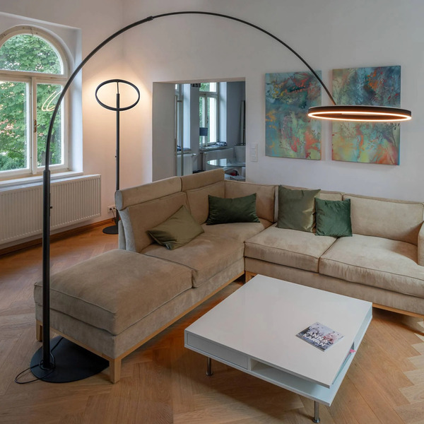  Slv Slv Led Floor Lamp One Bow Fl, Black, Steel, Height 232 Cm 