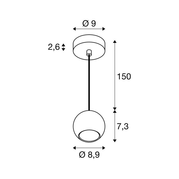  Slv Slv Light Eye 90 Hanging Light, Black, ø 9 Cm, Metal 