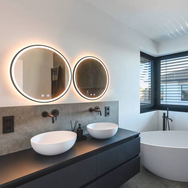  Slv Slv Trukko Led Wall Mirror Ip44 Cct Black ø 61 Cm 