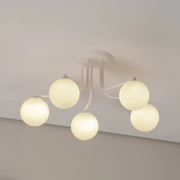  Sollux Lighting Sollux Lighting Astral Ceiling Light, White, Length 64 Cm, Steel/glass, 5-bulb. 