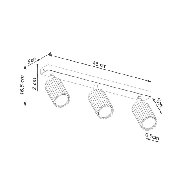  Sollux Lighting Sollux Lighting Carbon Downlight, White, Length 45 Cm, Aluminium, 3-bulb. 