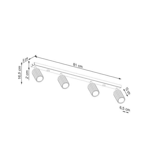  Sollux Lighting Sollux Lighting Carbon Downlight, White, Length 81 Cm, Aluminium, 4-bulb. 