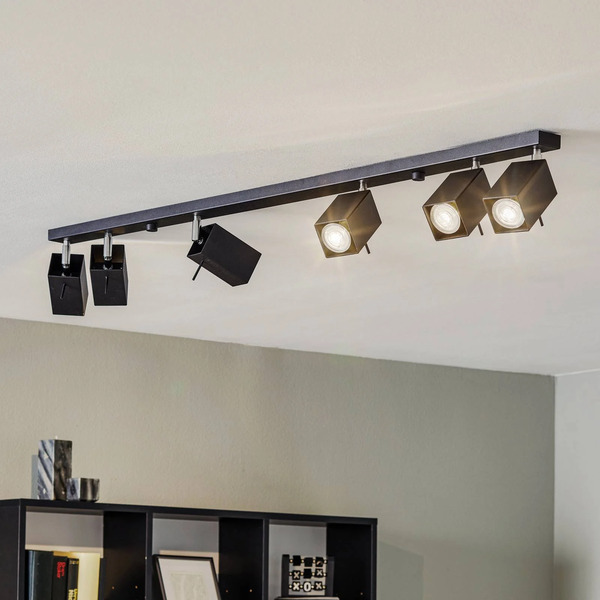  Sollux Lighting Sollux Lighting Ceiling Spotlight Square, Black, 6-bulb Linear 