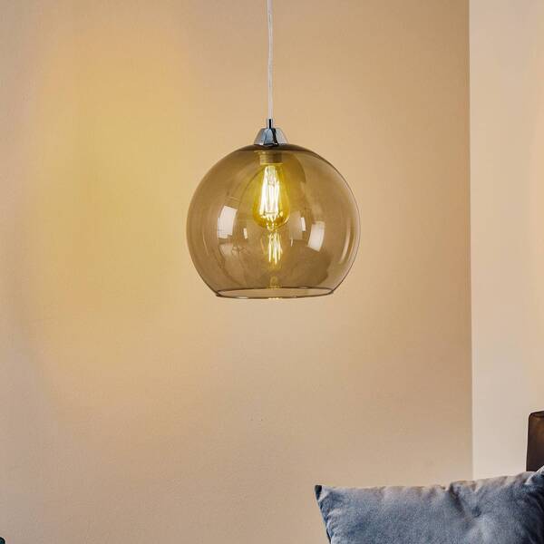  Sollux Lighting Sollux Lighting Colour Pendant Light, Glass Shade In Graphite Grey 