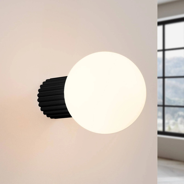  Sollux Lighting Sollux Lighting Orbi Wall Light, Black, Glass/metal, ø 12 Cm, Ip44, G9 