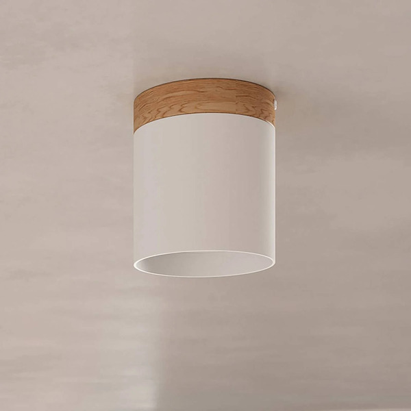  Sollux Lighting Sollux Lighting Rif Downlight, White, ø 12 Cm, Wood, Aluminium 