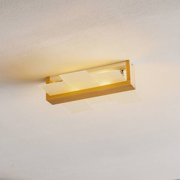  Sollux Lighting Sollux Lighting Shifted 2 Ceiling Light, Glass And Light Wood 