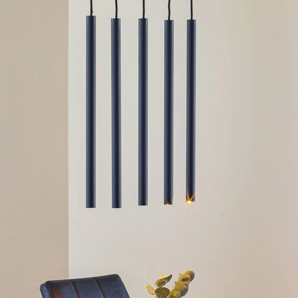  Sollux Lighting Sollux Lighting Thin Pendant Light, Black, 5-bulb, Linear 