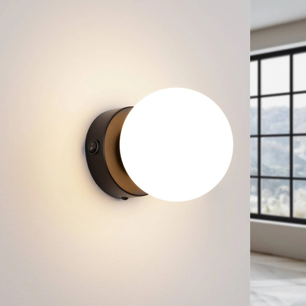  Sollux Lighting Sollux Lighting You Wall Light, Black, ø 12 Cm, Steel/glass 