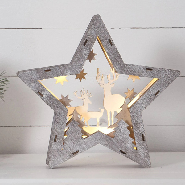  Star Trading Star Trading Fauna Led Decorative Star, Wood, 24 Cm High 