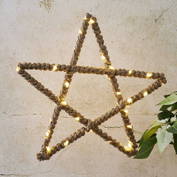  Star Trading Star Trading Jutta Led Decorative Star, Wrapped In Jute Rope 