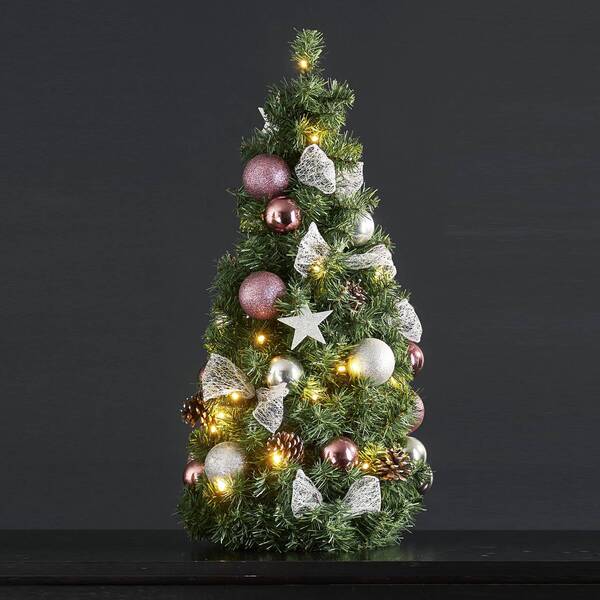  Star Trading Star Trading Noel Led Fir Cone With Silver/magenta Decoration 