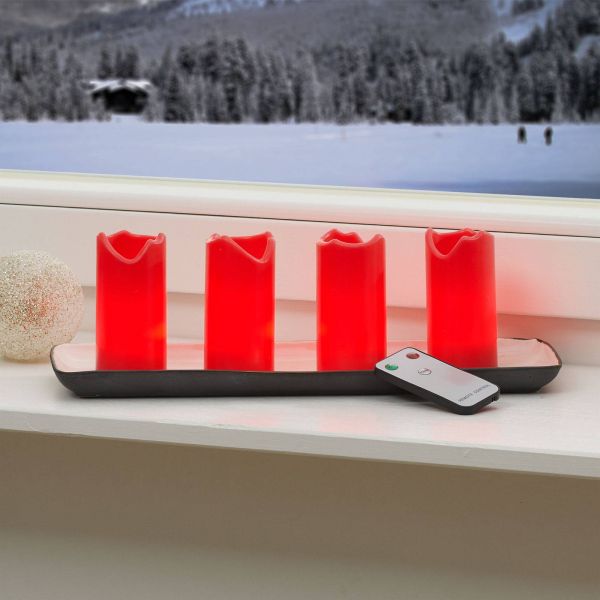  Star Trading Star Trading Set Of 4 Led Candles With A Remote, Red 