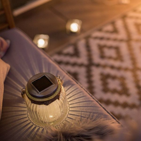  Star Trading Star Trading Solar-powered Led Table Lamp Jar Made Of Glass 