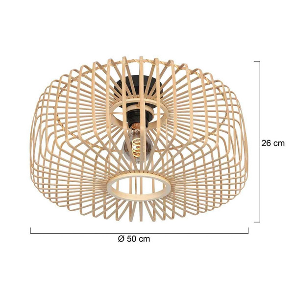  Steinhauer Steinhauer Bloeba Ceiling Light, ø 50 Cm, Wood, Natural, E27 